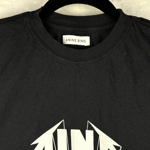 Anine Bing Lennon Black Logo Muscle Tank-Organic Cotton Sz Small Embroider Logo - Picture 3 of 8